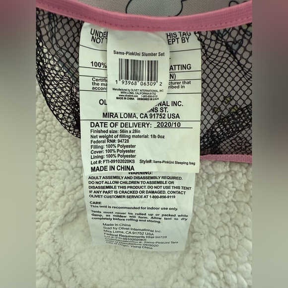 Pink Unicorn & Rainbow Slumber Set - Reversible Sleeping Bag, Tent & Duffle Bag - Picture 9 of 10